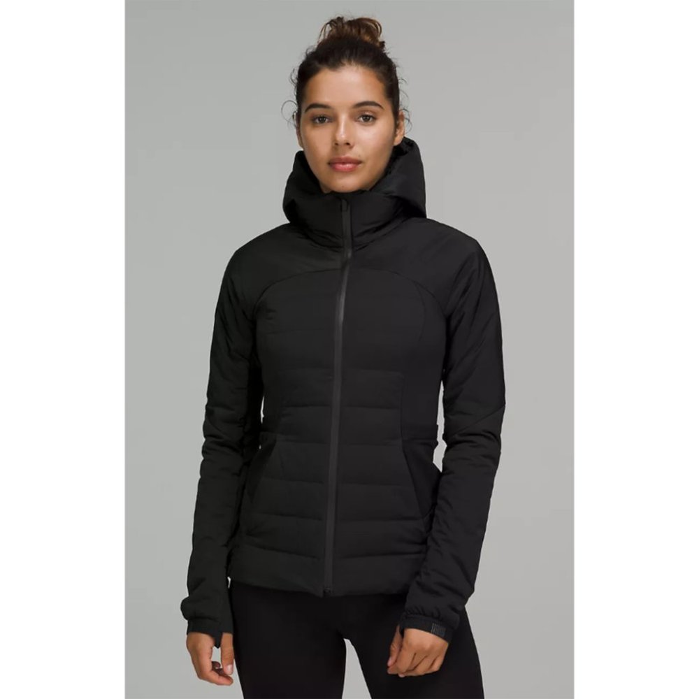 Lululemon Down For It All Jacket Puffer Hooded Zip Up Running Activewear Black 4